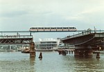 Monorail train crossing open Pyrmont Bridge thumbnail